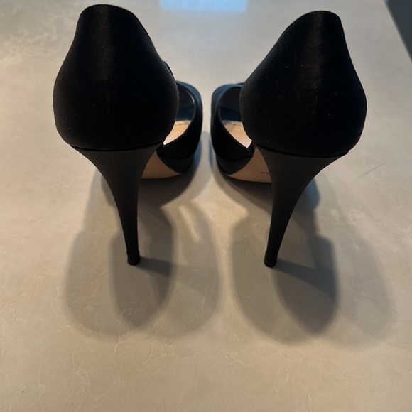 YSL Black Satin Open Toe Heels, sz 38.5 - Picture 2 of 6